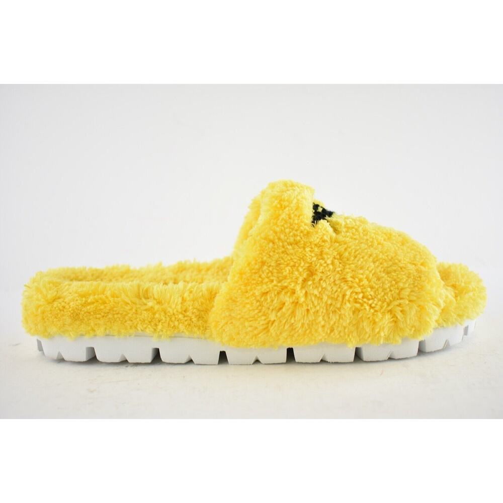 Prada Yellow Terry Cloth Black Logo Slide Sandal Rubber Sole Flip Flop Flat 38 - Picture 2 of 12
